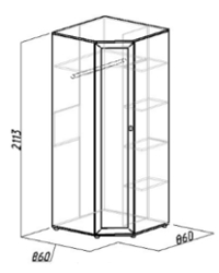 Спальня Милана Шкаф угловой 1 860х860х2113